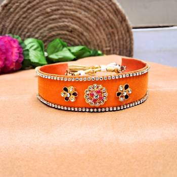 Adjustable size velvet orange kunden stud  kanthi 2