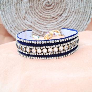 Adjustable size velvet bule kunden stud  kanthi 1