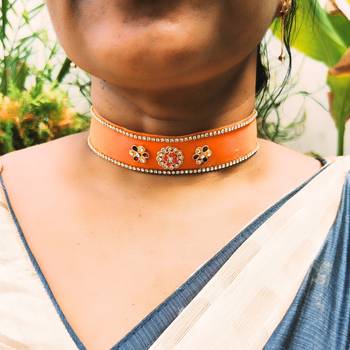 Adjustable size velvet orange kunden stud  kanthi 3