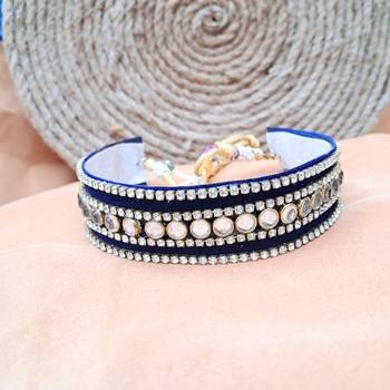 Adjustable size velvet bule kunden stud  kanthi 2