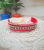 Adjustable size velvet red kunden stud  kanthi