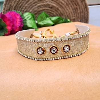 Adjustable size velvet golden kunden stud  kanthi 1