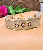 Adjustable size velvet golden kunden stud  kanthi