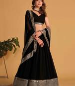 Black embroidered georgette lehenga-choli
