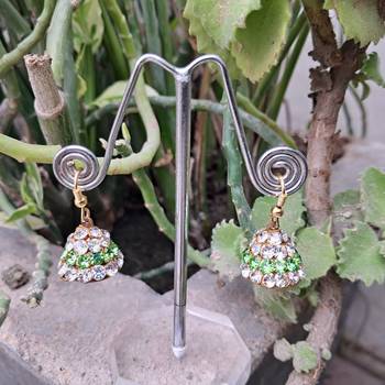 Size 1/2 inch  lakh golden stone stud jhumki  for woman and girls 1