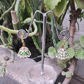 Size 1/2 inch  lakh golden stone stud jhumki  for woman and girls 2