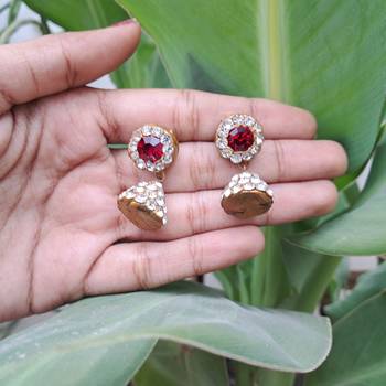 Size 1.5 inch  lakh golden stone stud jhumki 2