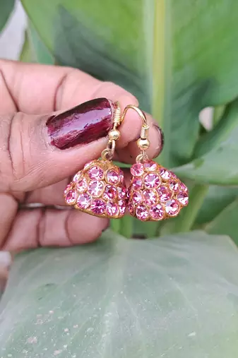 Size 1/2 inch  lakh golden stone stud jhumki