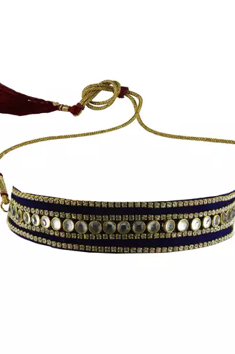 Adjustable size velvet bule kunden stud  kanthi
