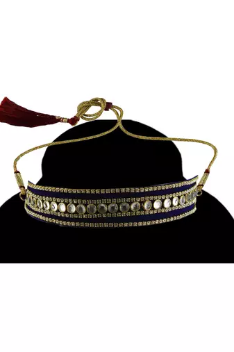 Adjustable size velvet bule kunden stud  kanthi