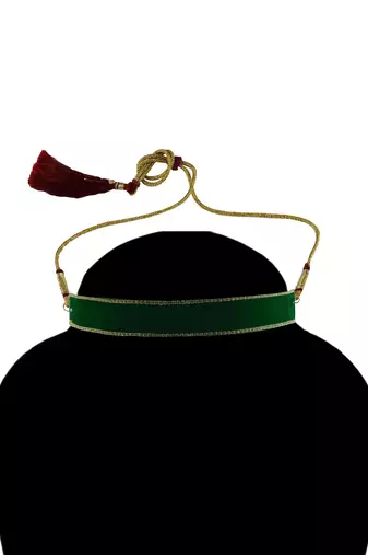 Adjustable size velvet green stone stud  kanthi