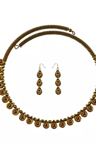 Free size brass golden stone stud  hasli
