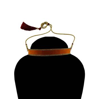 Adjustable size velvet orange stone stud  kanthi 3