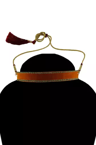 Adjustable size velvet orange stone stud  kanthi