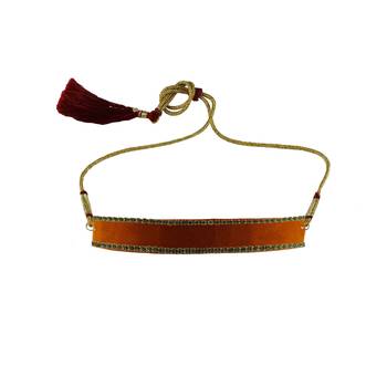 Adjustable size velvet orange stone stud  kanthi 4