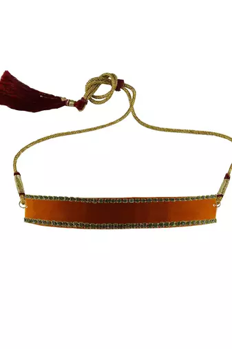 Adjustable size velvet orange stone stud  kanthi