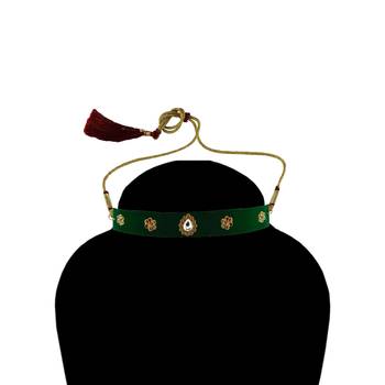 Adjustable size velvet green stone stud  kanthi 4