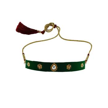 Adjustable size velvet green stone stud  kanthi 5