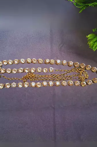 Size 44 inch brass golden stone stud waist belt