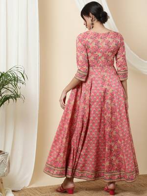 Sa Rasa Orange Anarkali Flared Gown/Kurta 2