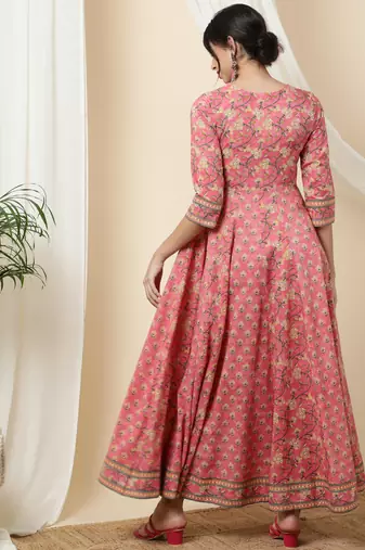Sa Rasa Orange Anarkali Flared Gown/Kurta