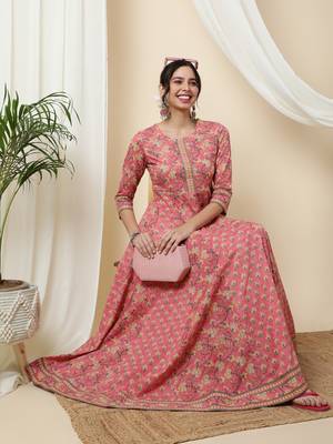 Sa Rasa Orange Anarkali Flared Gown/Kurta 3