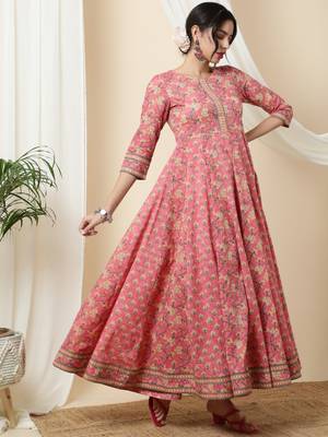 Sa Rasa Orange Anarkali Flared Gown/Kurta 4