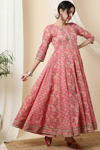 Sa Rasa Orange Anarkali Flared Gown/Kurta
