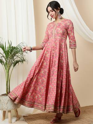Sa Rasa Orange Anarkali Flared Gown/Kurta 5