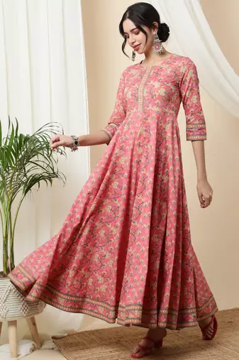 Sa Rasa Orange Anarkali Flared Gown/Kurta