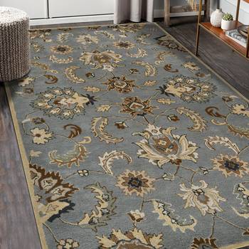 Handmade wool rug 8x10 ft by saraswati global     anti-skid carpet perfect for living, bedroom, kids' room & office use. 1