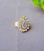 Free size brass white stone stud  ring