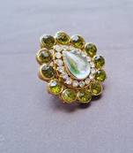 Free size brass mhandi stone stud  ring