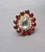 Free size brass red stone stud  ring