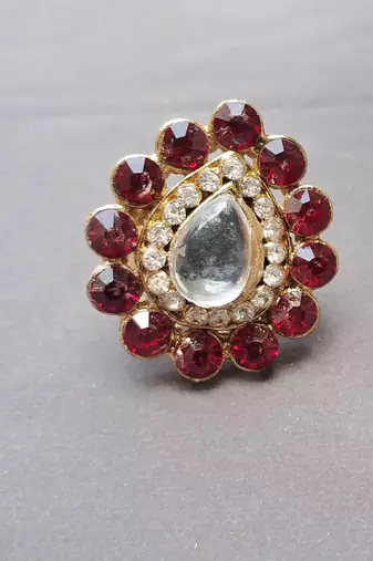Free size brass red stone stud  ring