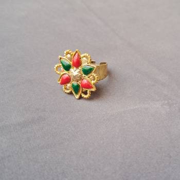Free size brass golden kunden stud  ring 1