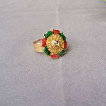 Free size brass golden stone stud  ring 1