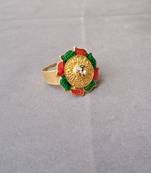Free size brass golden stone stud  ring