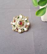 Free size brass golden stone stud  ring