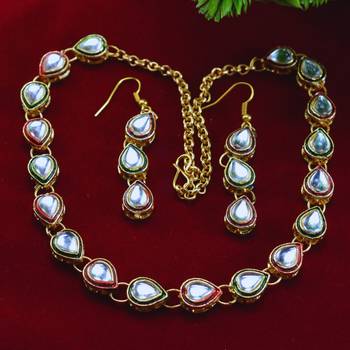 Free size brass golden stone stud necklace 1