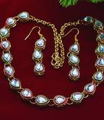 Free size brass golden stone stud necklace