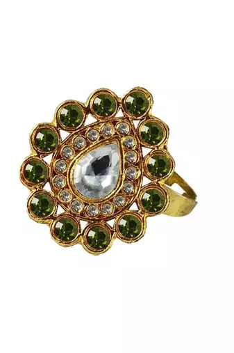 Free size brass mhandi stone stud  ring