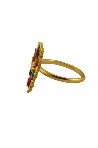 Free size brass golden kunden stud  ring