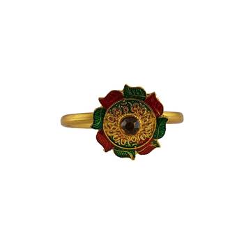 Free size brass golden stone stud  ring 3