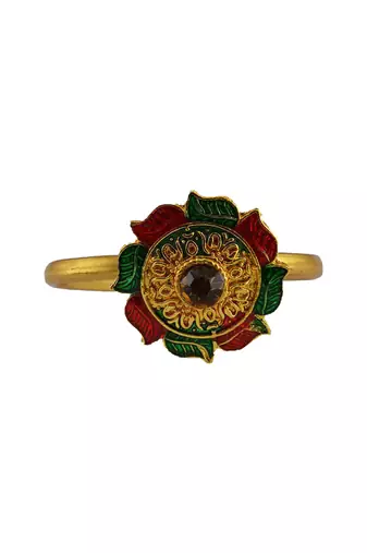 Free size brass golden stone stud  ring