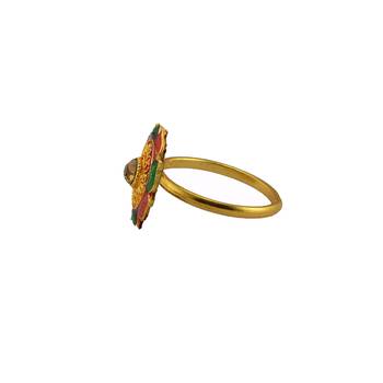 Free size brass golden stone stud  ring 4