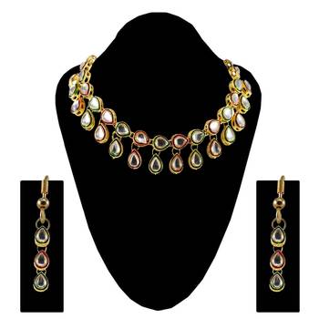 Free size brass golden stone stud necklace 4