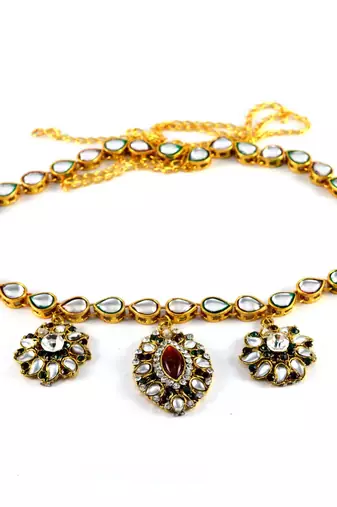 Size 44 inch brass golden kunden stud waist belt