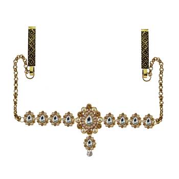 Size 22 inch brass golden stone stud half waist belt 3