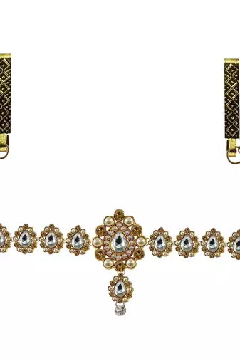 Size 22 inch brass golden stone stud half waist belt